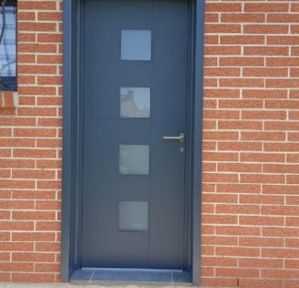 Porte d'entrée gris anthracite ral 7016 de 96mm et 7 points à crochets sur Wahagnies