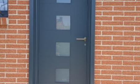 Porte d'entrée gris anthracite ral 7016 de 96mm et 7 points à crochets sur Wahagnies